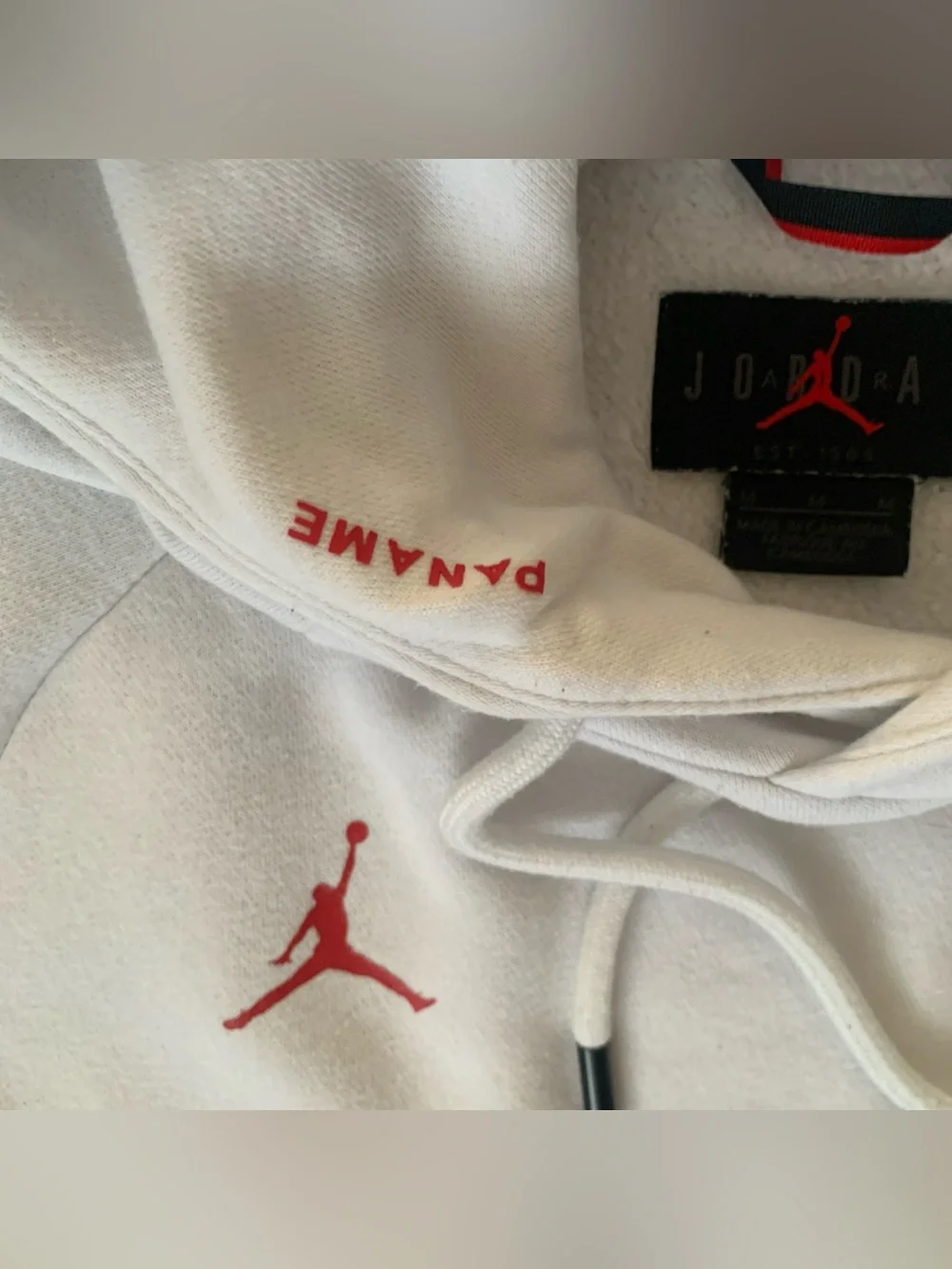 Jordan Paris Saint Germain White Hoodie Kangaroo Pocket Logo Men’s M BQ8350-100
